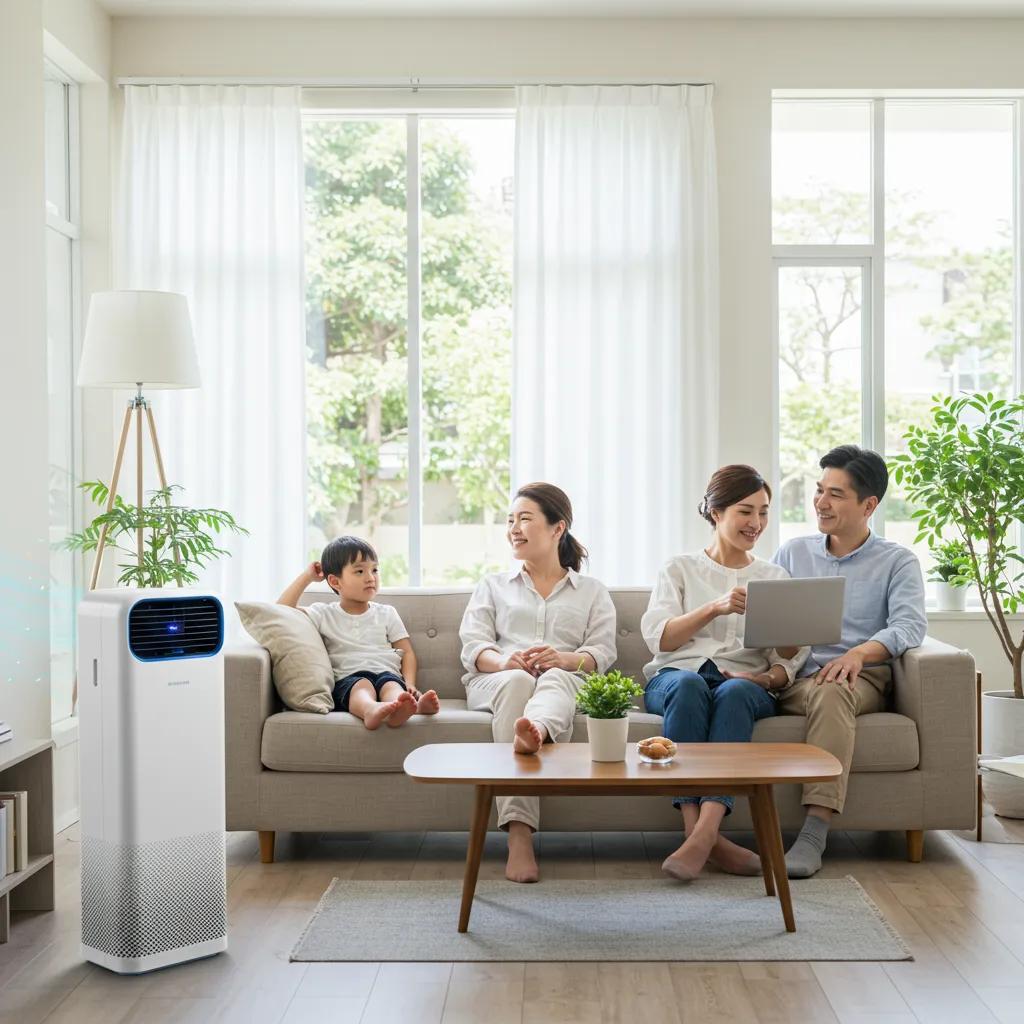 A family enjoying a healthy home environment thanks to air quality solutions