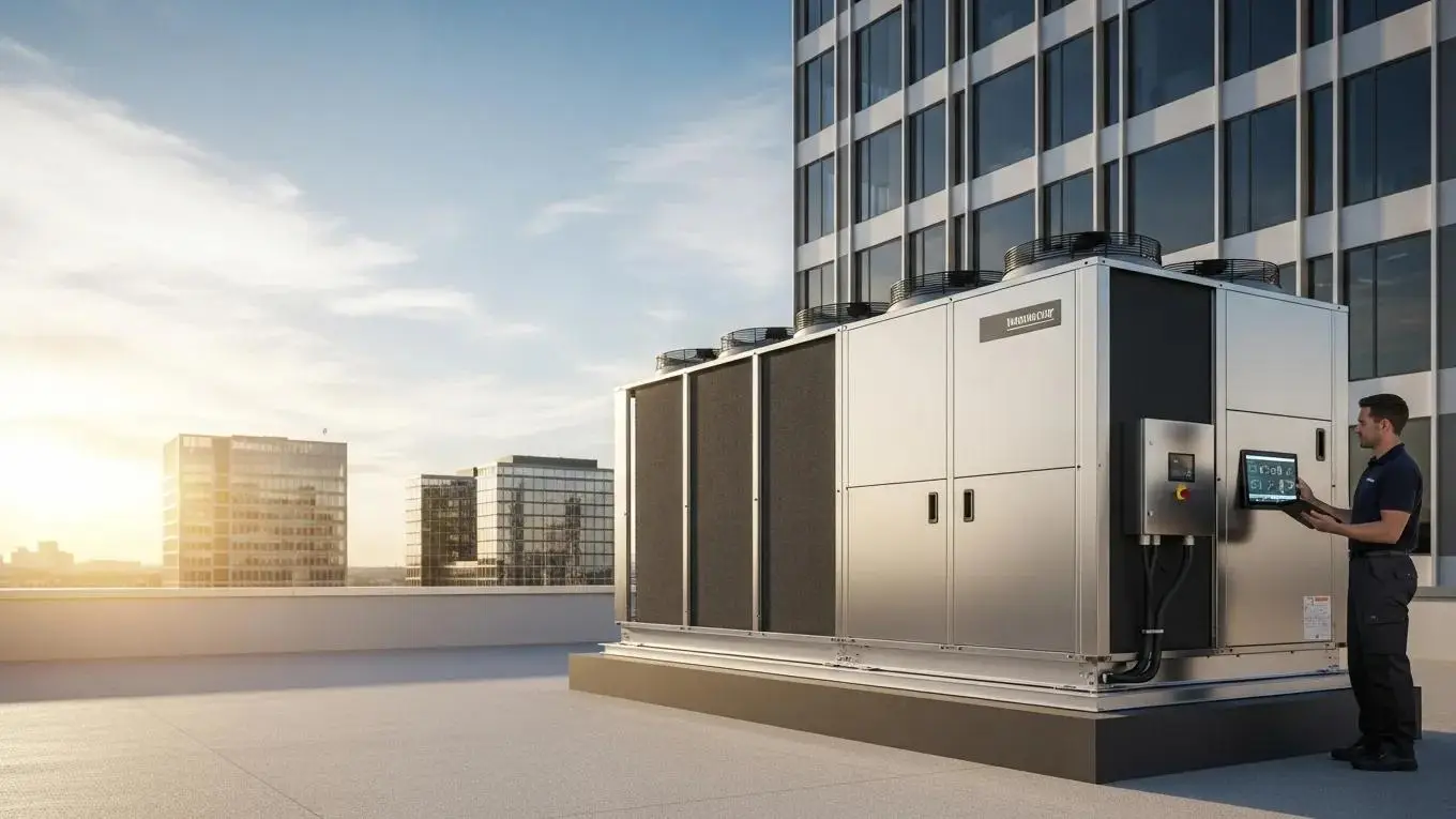 Modern energy-efficient commercial HVAC system in a professional business environment